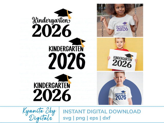 2026 Kindergarten Graduation SVG cut files, grad cap and tassel SVG Kyanite Sky Digitals 