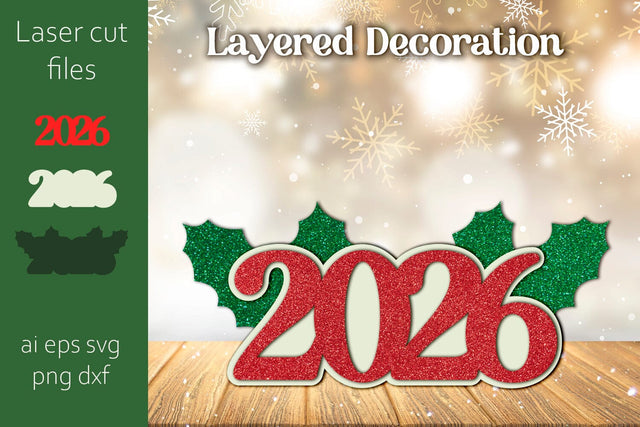 2026 New year 3d decoration, Christmas svg laser cut 3D Paper AnastasiyaArtDesign 