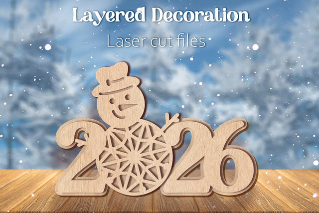 2026 New Year svg, Layered Holiday decoration laser cut SVG AnastasiyaArtDesign 