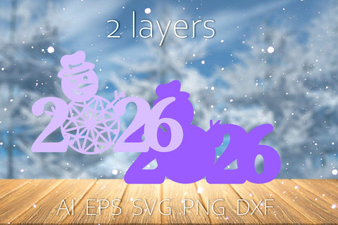 2026 New Year svg, Layered Holiday decoration laser cut SVG AnastasiyaArtDesign 