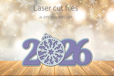 2026 New Year svg layered, Winter holiday decoration laser cut SVG AnastasiyaArtDesign 