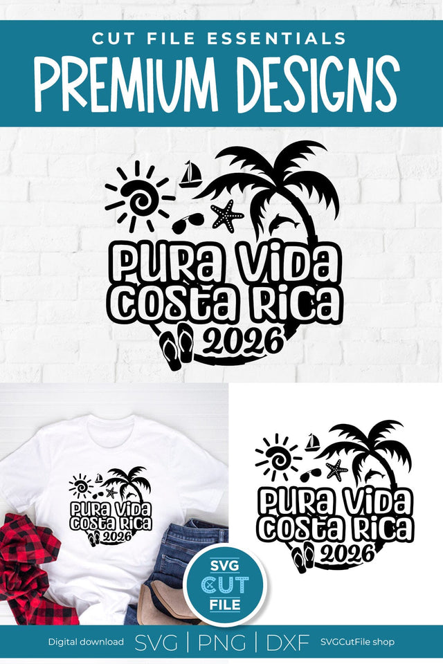 2026 Pura Vida Costa Rica svg - Costa Rica Vacation or Trip Design SVG SVG Cut File 