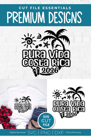 2026 Pura Vida Costa Rica svg - Costa Rica Vacation or Trip Design SVG SVG Cut File 
