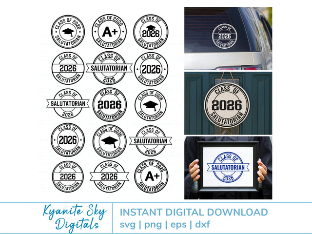 2026 Salutatorian SVG Bundle round seal graduation clipart SVG Kyanite Sky Digitals 