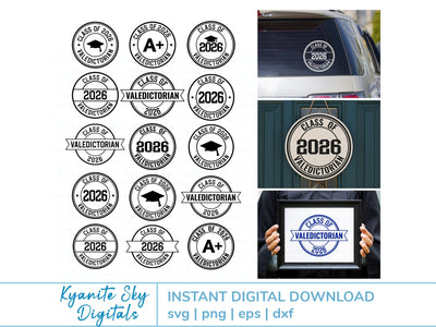 2026 Valedictorian SVG Bundle round seal graduation clipart SVG Kyanite Sky Digitals 