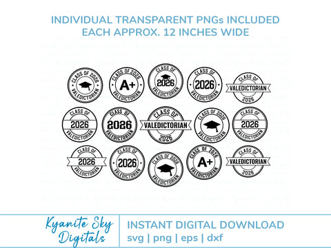 2026 Valedictorian SVG Bundle round seal graduation clipart SVG Kyanite Sky Digitals 