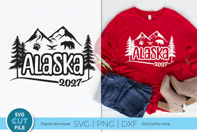 2027 Alaska svg - Alaska SVG vacation or Trip with Mountains SVG SVG Cut File 