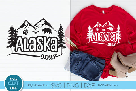 2027 Alaska svg - Alaska SVG vacation or Trip with Mountains SVG SVG Cut File 