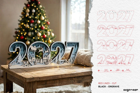 2027 Christmas Table Decor Laser Cut SVG SvgOcean 