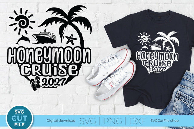 2027 Honeymoon Cruise svg or Trip Design for Newly Married Husband and Wife SVG SVG Cut File 