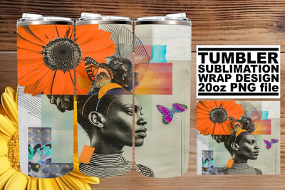 20oz Artistic Tumbler Wrap Black Woman Abstract Style Sublimation afrosvg 