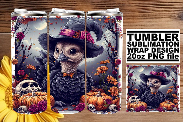 20oz Autumn Tumbler Wrap - Thanksgiving Turkey Design Sublimation afrosvg 