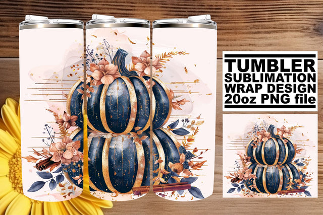 20oz Autumn Watercolor Pumpkin Tumbler Wrap Sublimation afrosvg 