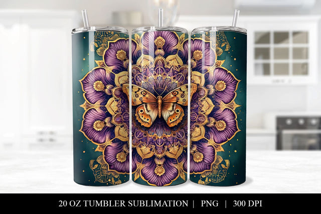 20oz Boho Butterfly Tumbler Sublimation Design Sublimation BijouBay 