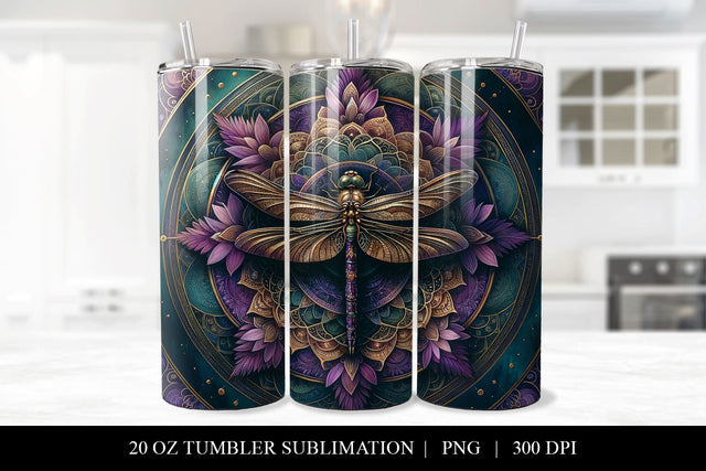 20oz Boho Dragonfly Tumbler Sublimation Design Sublimation BijouBay 