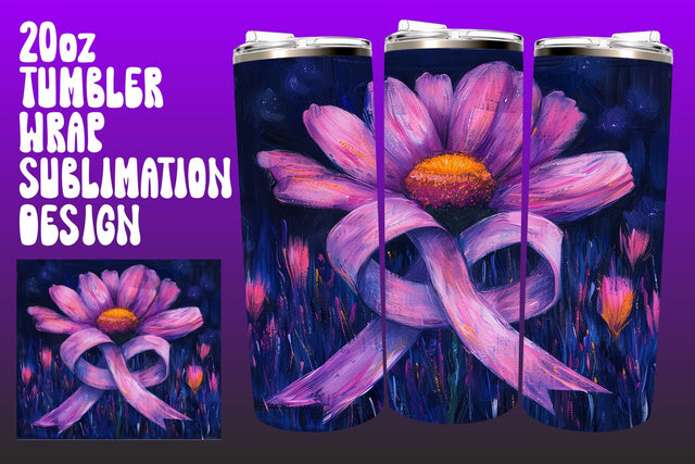20oz Breast Cancer Floral Tumbler Sublimation afrosvg 
