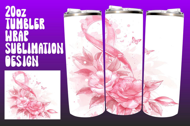20oz Breast Cancer Tumbler Wrap Design Sublimation afrosvg 