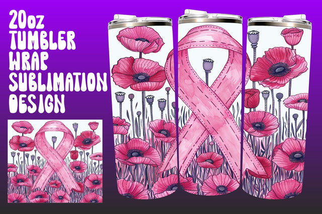 20oz Cancer Awareness Tumbler Wrap Sublimation afrosvg 