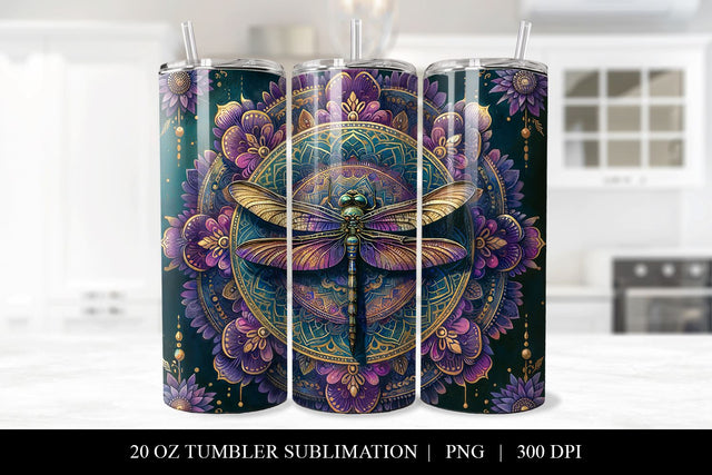 20oz Dragonfly Tumbler Sublimation Design Sublimation BijouBay 