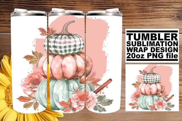 20oz Fall Pumpkin Wrap Watercolor Sublimation afrosvg 