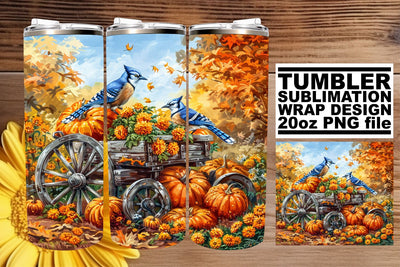 20oz Fall Watercolor Landscape Tumbler Wrap Sublimation afrosvg 