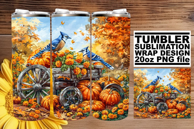 20oz Fall Watercolor Landscape Tumbler Wrap Sublimation afrosvg 