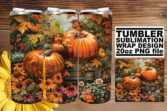 20oz Fall Watercolor Tumbler Wrap - Autumn Design Sublimation afrosvg 