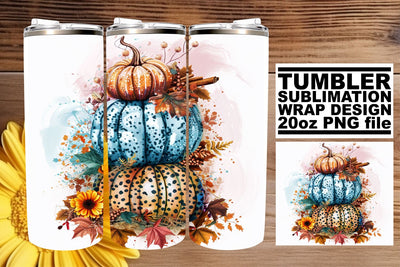 20oz Fall Wrap Watercolor Pumpkin Sublimation afrosvg 