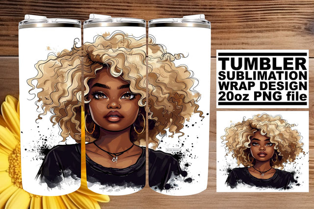 20oz Gothic African American Woman Halloween Tumbler Sublimation afrosvg 