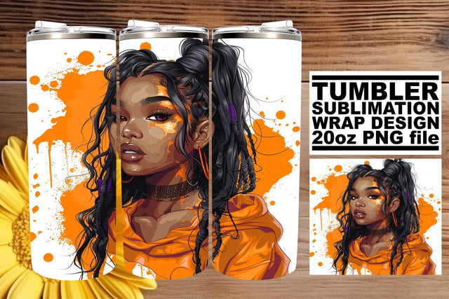 20oz Gothic African American Woman Halloween Tumbler Sublimation afrosvg 
