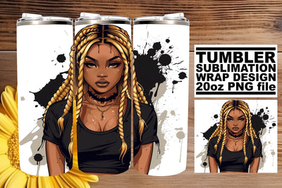 20oz Gothic Halloween Design Afro American Tumbler Wrap Sublimation afrosvg 