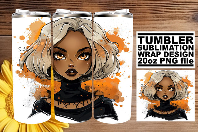 20oz Gothic Watercolor Halloween Tumbler Wrap Sublimation afrosvg 
