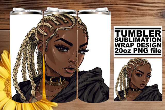 20oz Gothic Watercolor Tumbler Wrap Halloween Afro Woman Sublimation afrosvg 