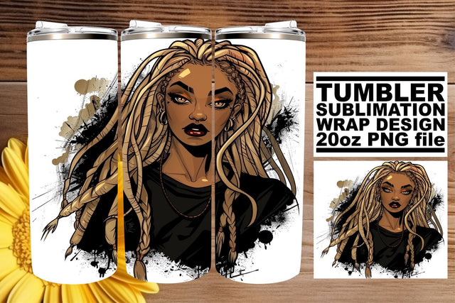 20oz Halloween Afro American Woman Tumbler Wrap Design Sublimation afrosvg 