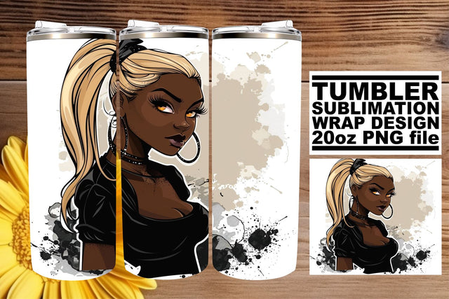 20oz Halloween Tumbler Wrap Gothic Afro American Portrait Sublimation afrosvg 