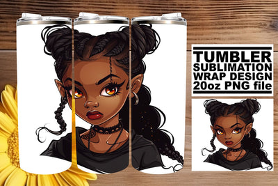 20oz Halloween Tumbler Wrap Watercolor Gothic Afro Sublimation afrosvg 