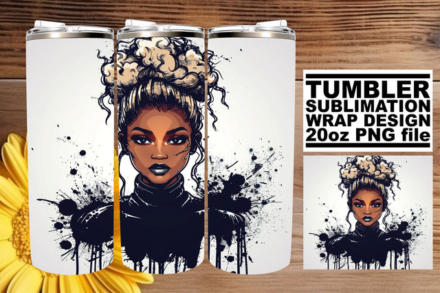 20oz Halloween Tumbler Wrap Watercolor Gothic Afro Sublimation afrosvg 