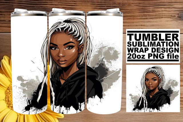 20oz Halloween Watercolor Afro Woman Tumbler Design Sublimation afrosvg 