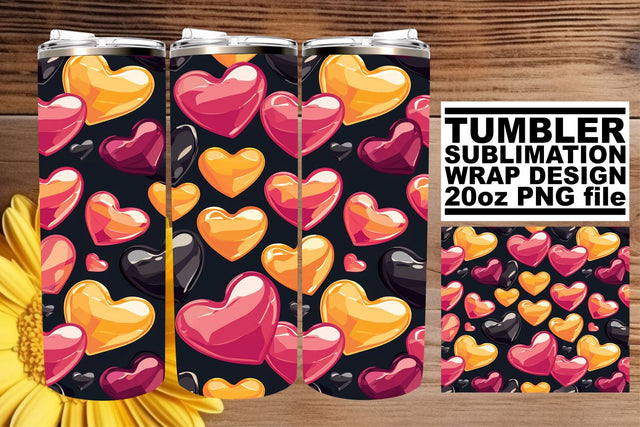 20oz Heart Pattern Sublimation afrosvg 