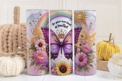 20oz Motivational Affirmation Quote skinny tumbler sublimation design Be Your Own Kind of Beautiful PNG wrap Waterslide digital download Sublimation BouDesign 