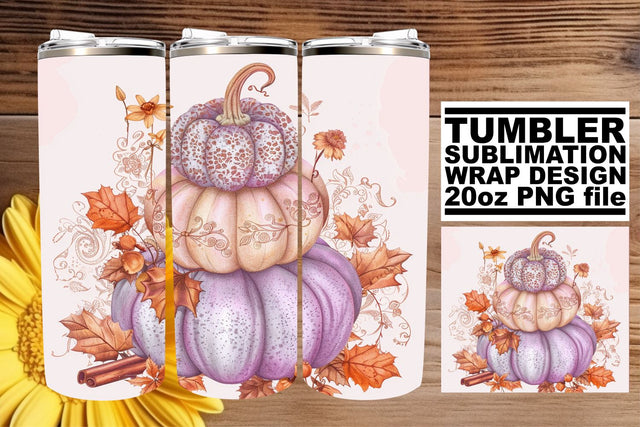 20oz Pumpkin Tumbler Wrap Watercolor Fall Sublimation afrosvg 