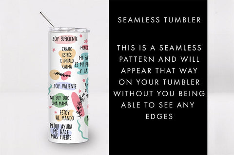 20oz Seamless Mama Afirmaciones Diarias Skinny Tumbler SVG SVG Freeling Design House 