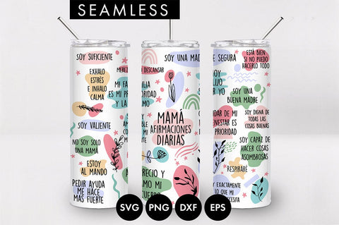 20oz Seamless Mama Afirmaciones Diarias Skinny Tumbler SVG SVG Freeling Design House 