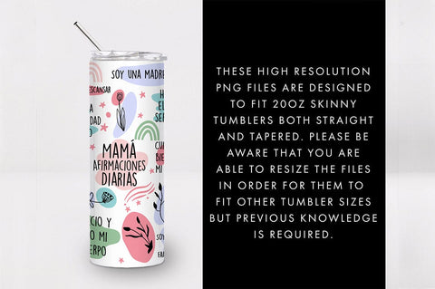 20oz Seamless Mama Afirmaciones Diarias Skinny Tumbler SVG SVG Freeling Design House 