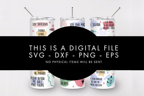 20oz Seamless Mama Afirmaciones Diarias Skinny Tumbler SVG SVG Freeling Design House 