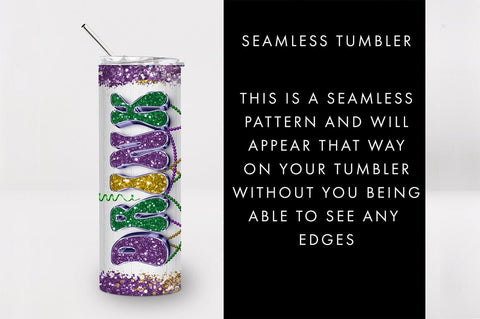 20oz Seamless Mardi Gras Drink Drank Skinny Tumbler PNG Sublimation Freeling Design House 