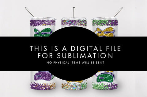 20oz Seamless Mardi Gras Drink Drank Skinny Tumbler PNG Sublimation Freeling Design House 