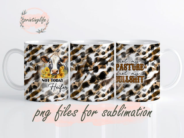 20oz Seamless Not Today Heifer Mug Wrap Design, Instant Digital Design Download Mug Wrap Design, Mug Design PNG Sublimation PrintingLife 