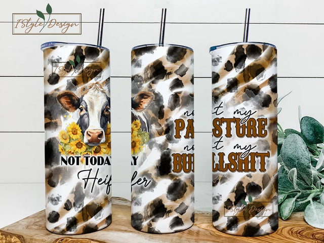 20oz Seamless Not Today Heifer Skinny Tumbler Sublimation, PNG, Cow print, Heifer tumbler, Tumbler design, Tumbler template, Tumbler wraps Sublimation iStyleDesign 