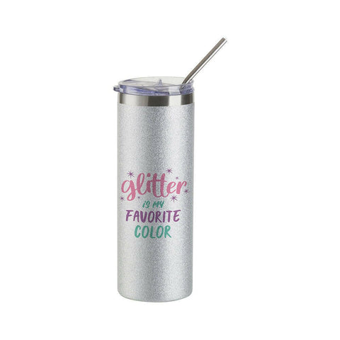 20oz Silver Glitter Stainless Steel Skinny Sublimation Tumblers | Craft Express 4 Pack Sublimation Blanks Physical Craft Express 